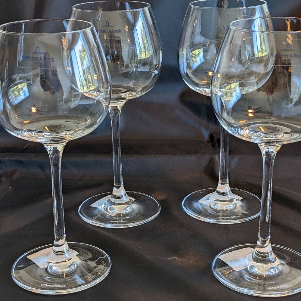 Set 8 NIB Villeroy Boch Purismo Rounded 4 White Wine + 4 Red Wine Glass Value